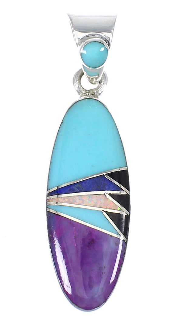 Multicolor And Authentic Sterling Silver Southwestern Slide Pendant YX67837